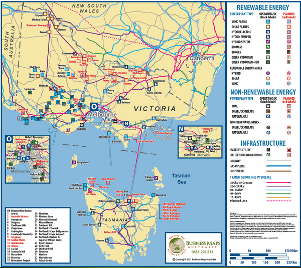 VIctoria - Tasmania Power Generation Map.