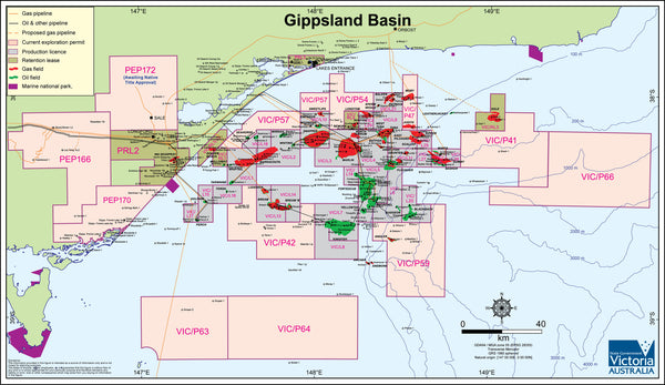 Gippsland Oil and Gas Map