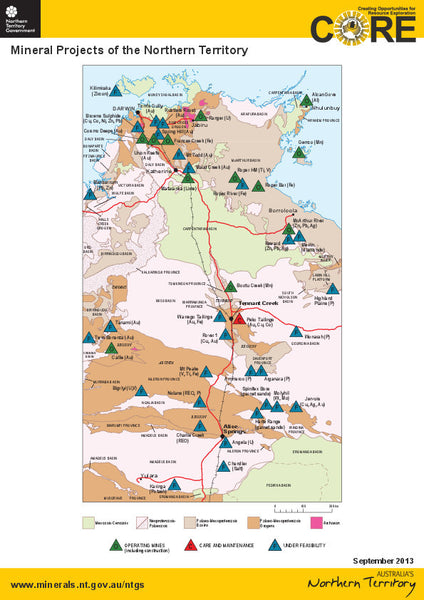Northern Territory Mineral projects Map