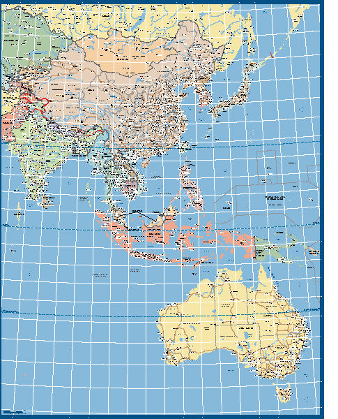Custom Map of Asia West Pacific Region