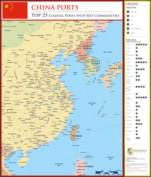 China coastal ports map