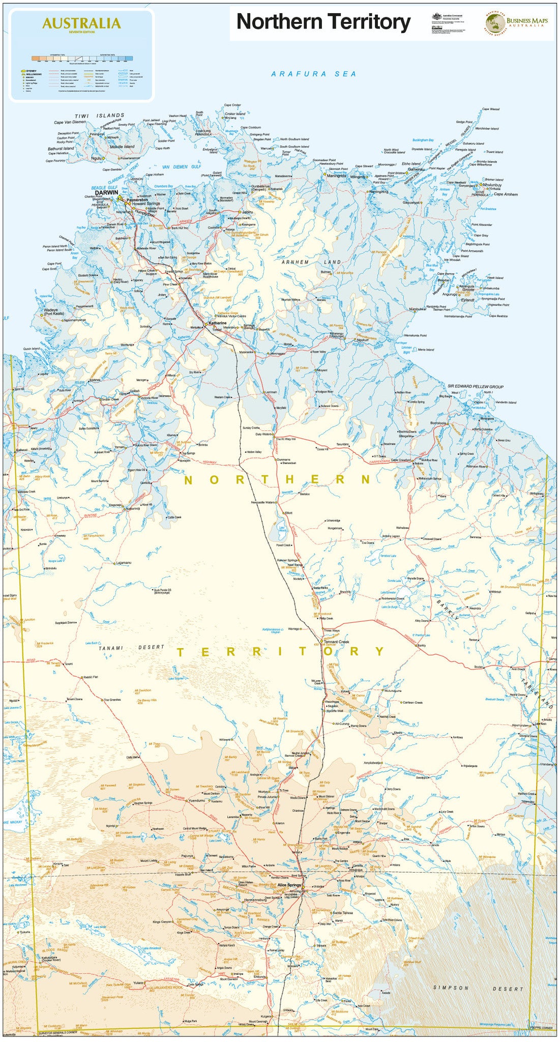 Businessmapsaustralia — Custom political State road map of Northern ...